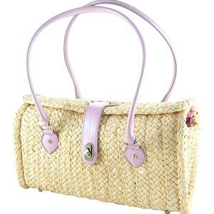 NWT Boardwalk Style | Beige & Lilac Latch Woven Satchel